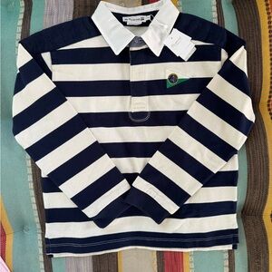 Navy and White Striped Kids Rugby Shirt